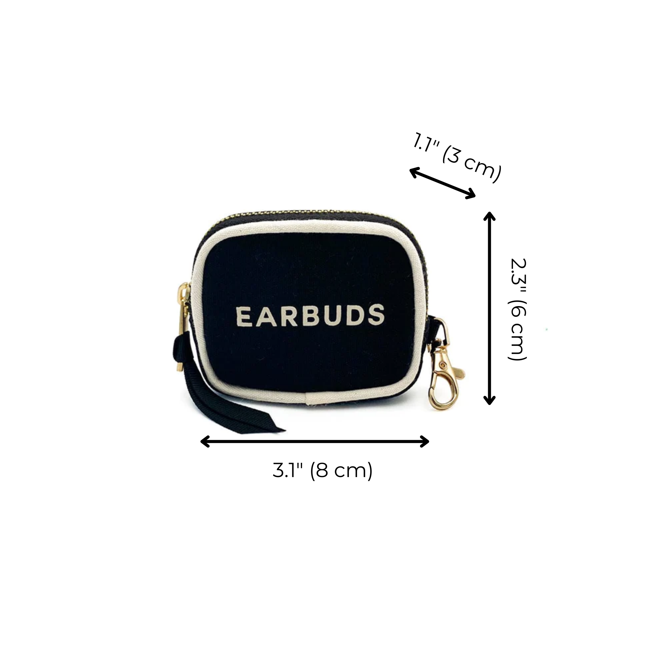 Earbuds/Airpods Case with Clasp, Black | Bag-all