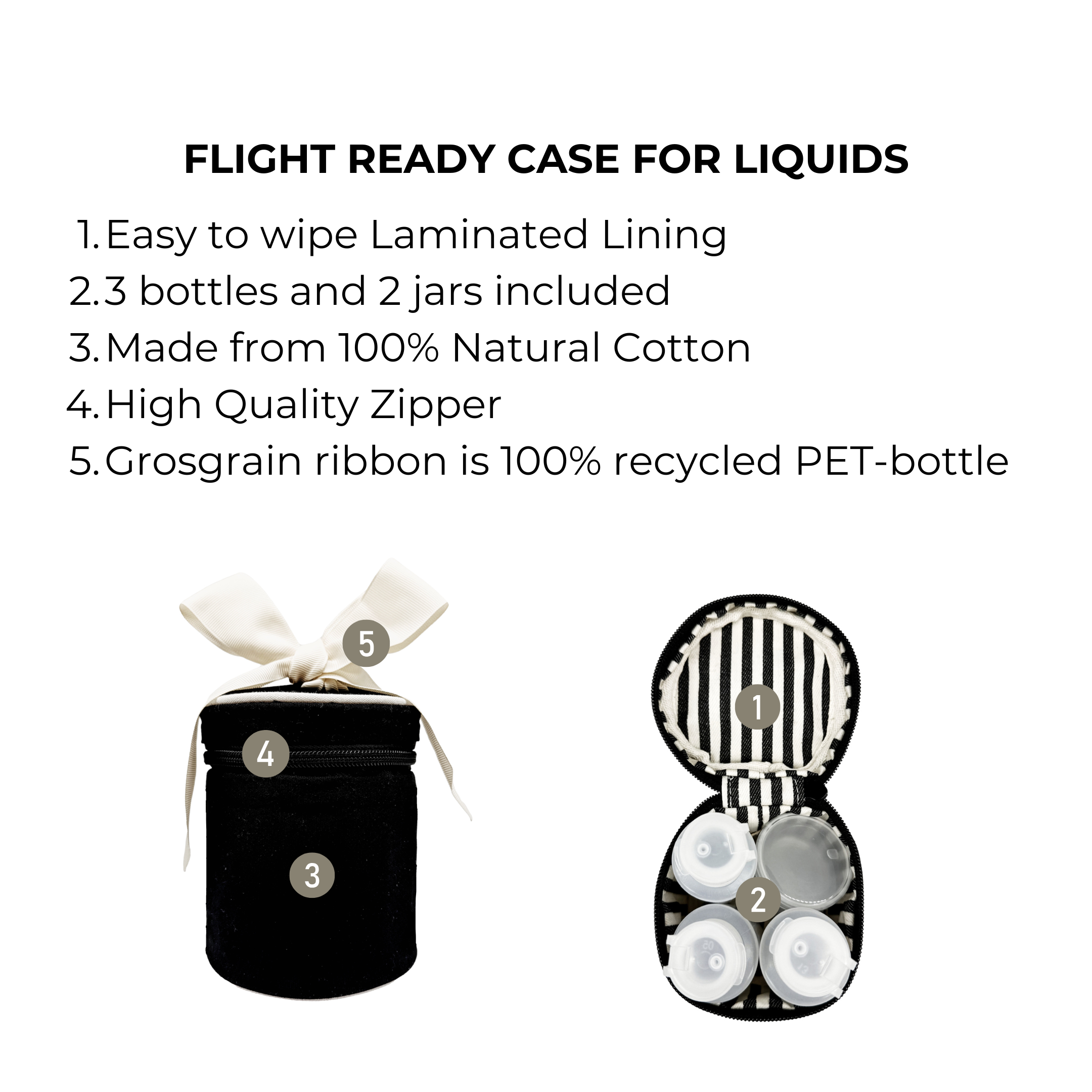 Carry On Essentials Deal Gift Set, 3-Pack Passport, Liquid & Makeup Organizer, Black with wipe-clean lining and recycled ribbon by Bag-all for travel organization.