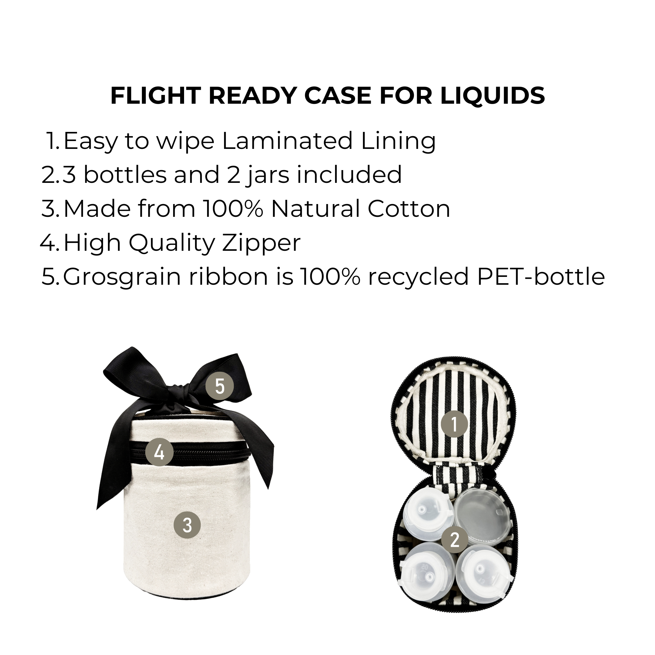 Carry On Essentials Deal Gift Set, 3-Pack Passport, Liquid & Makeup Organizer, Cream featuring Bag-all’s natural cotton liquid case with wipe-clean lining and recycled ribbon.