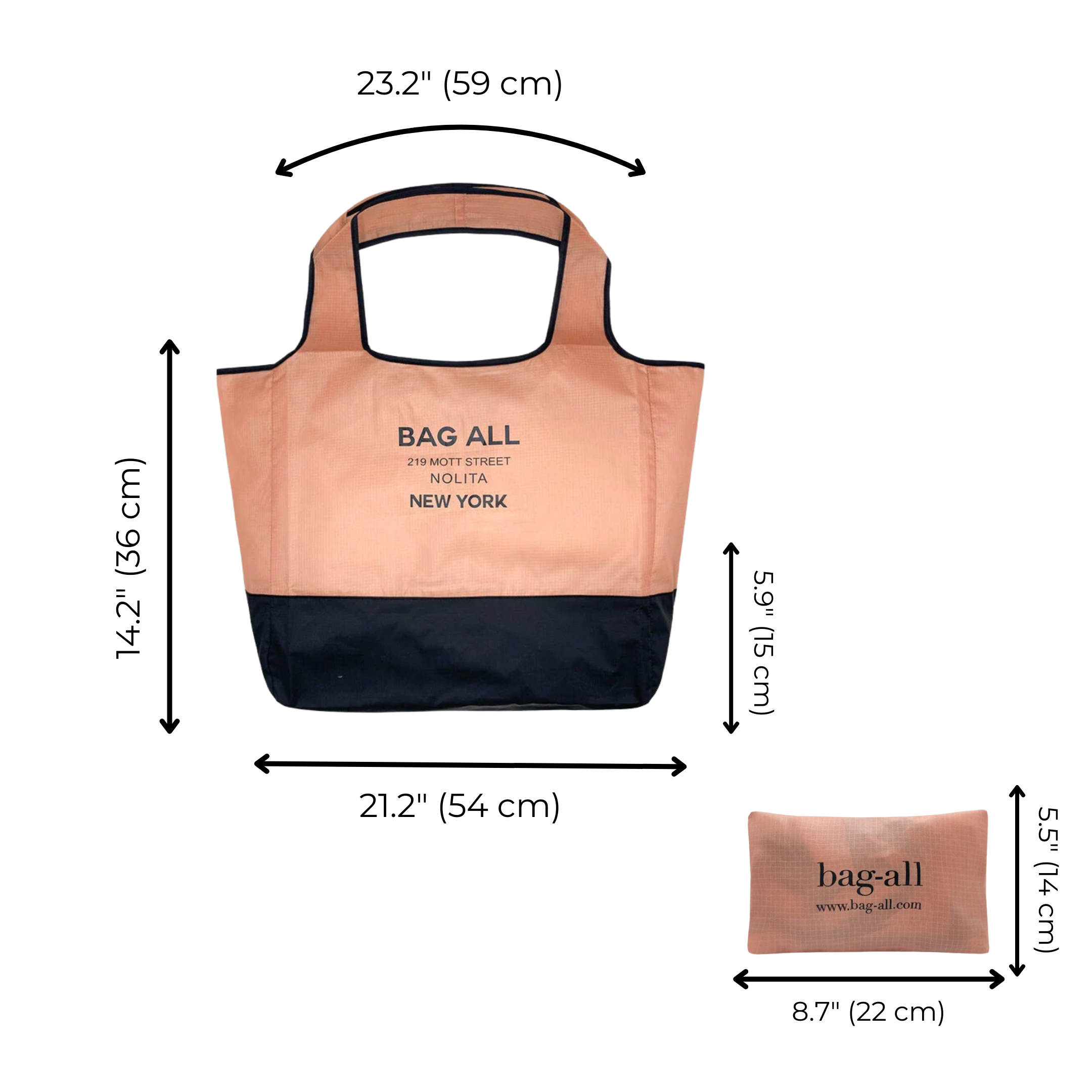 Folding Shopping Bag, Zipper Pocket Pouch | Bag-all