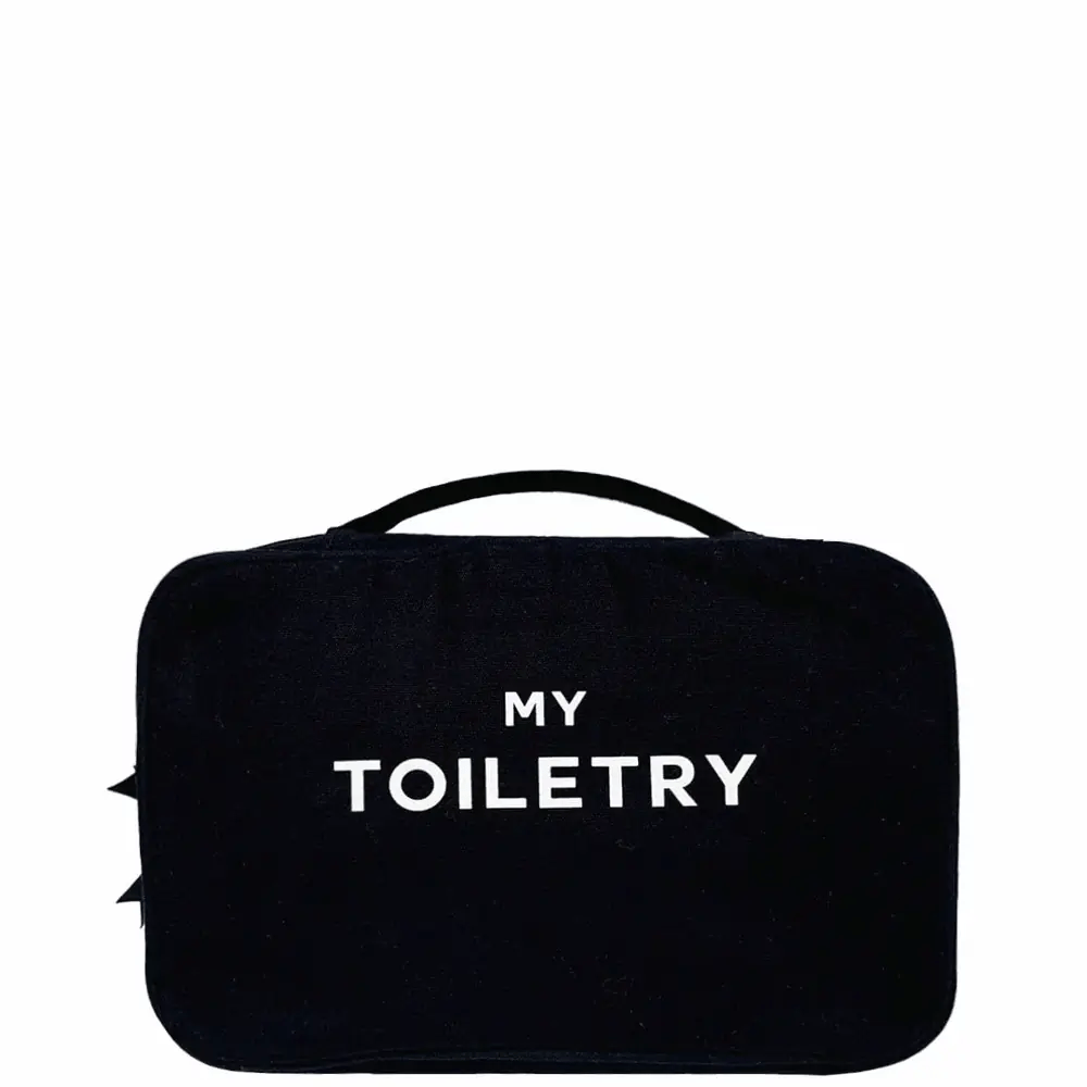 Folding/Hanging Toiletry Case – Black by Bag-all black toiletry bag with handle for organized travel
