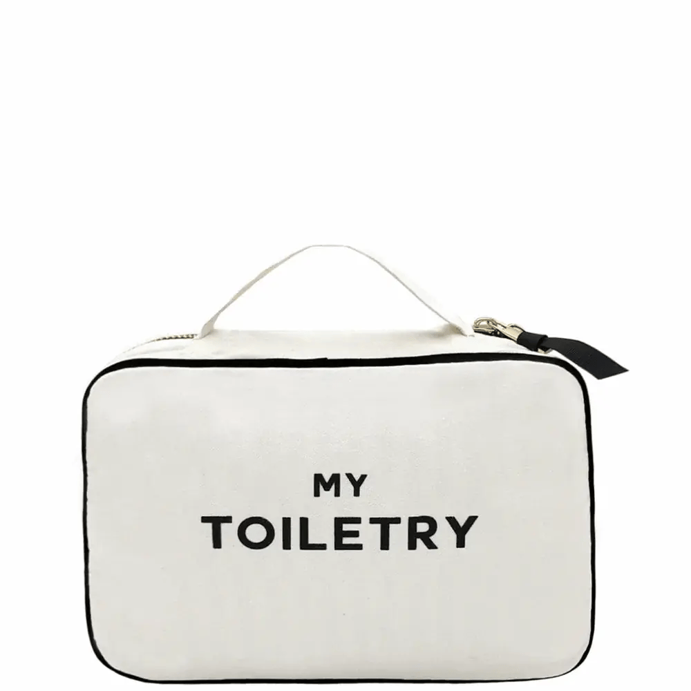 Folding/Hanging Toiletry Case – Cream by Bag-all, zippered travel organizer with handle, Paris-designed for travelers
