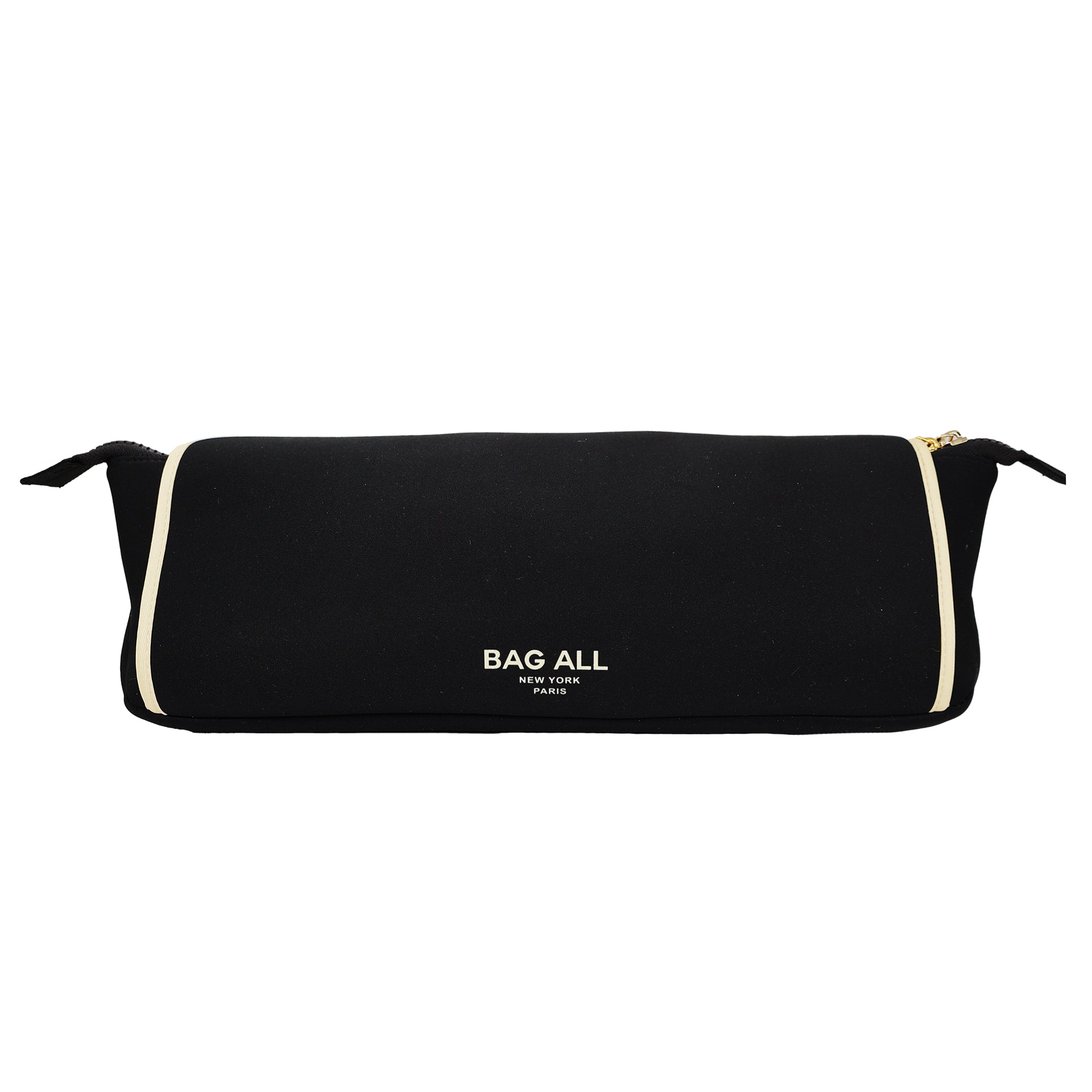 Black Bag-all travel case with heat-resistant mat, elastic straps, and zippered compartment for hair tools and accessories.