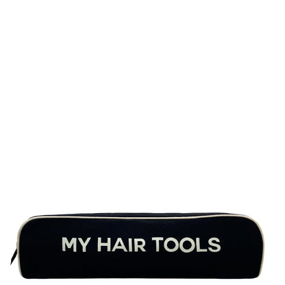 Black Bag-all roomy hair tools travel case with white MY HAIR TOOLS text on front against white background