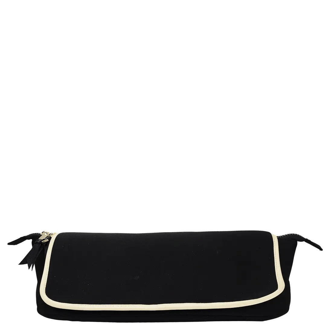 Black Bag-all hair tools travel case with heat-resistant mat and beige trim isolated on white background