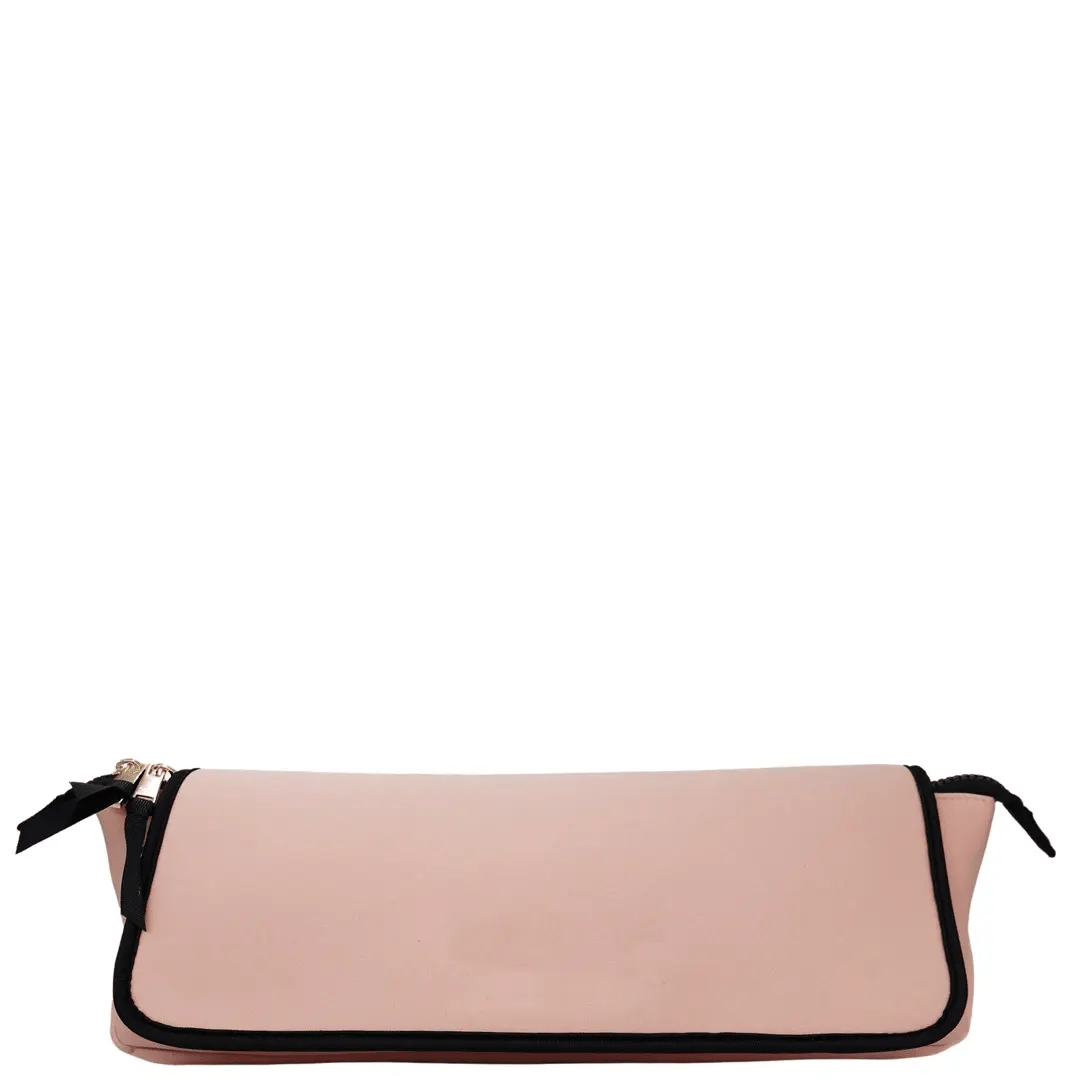 Pink blush Bag-all hair tools travel case with heat-resistant mat and black trim for organized styling storage