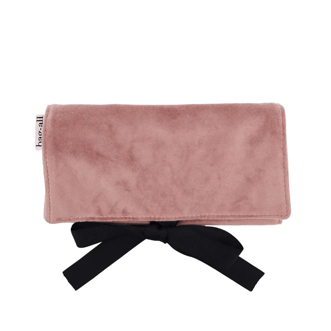 Couture Jewelry Roll, Medium – Eco Velvet – Blush Pink by Bag-all for travel organization
