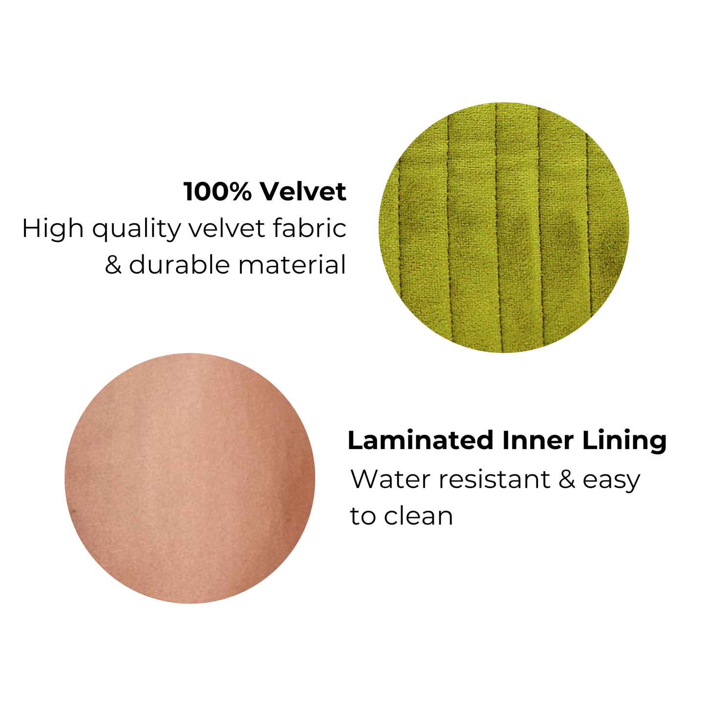 私のメイクポーチ、コーティングライニング、キルティンググリーンベルベット