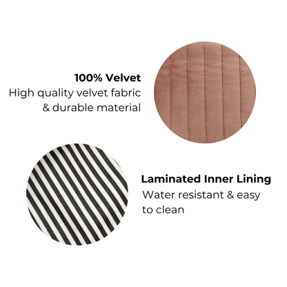 私のメイクポーチ、コーティングライニング、キルティングピンクベルベット