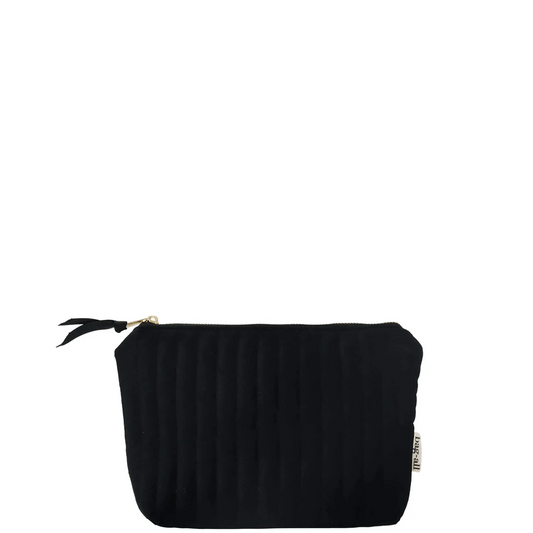 My Makeup Pouch, Coated Lining, Quilted Black Velvet