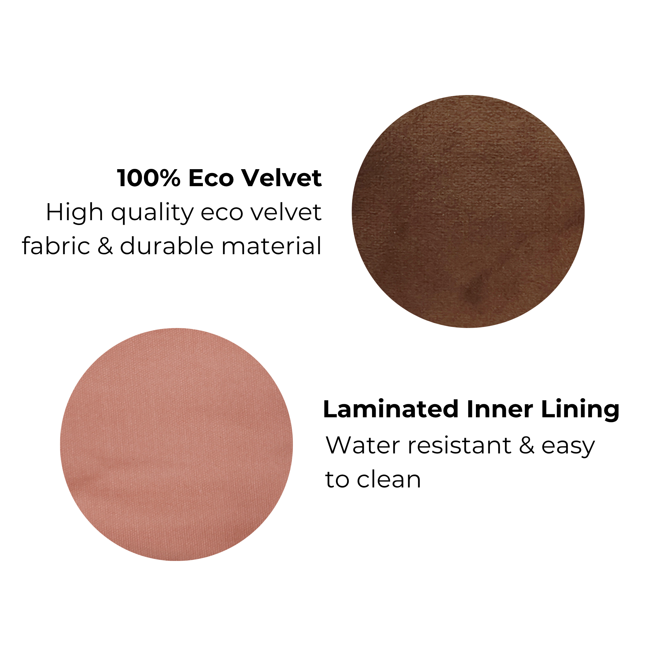 My Makeup Pouch, Coated Lining – Quilted Eco Velvet – Espresso Brown with durable eco velvet exterior and water-resistant laminated inner lining for travel organization by Bag-all.