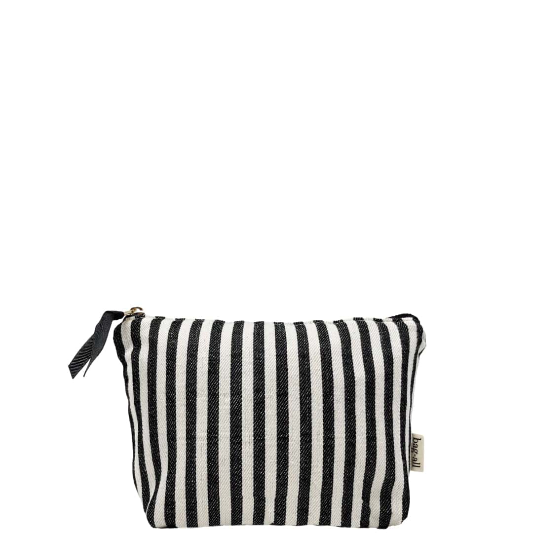 Striped Makeup Pouch, Coated Pink Lining | Bag-all