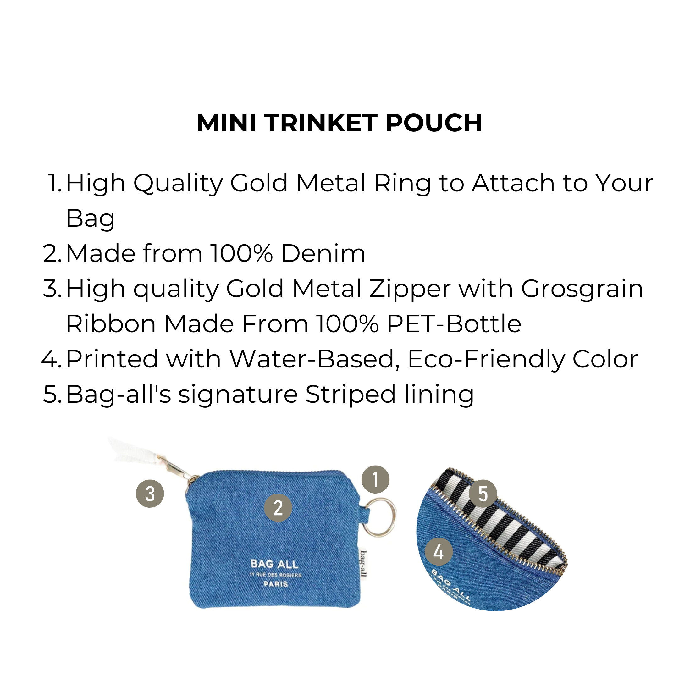 Mini Trinket Pouch, Denim | Bag-all