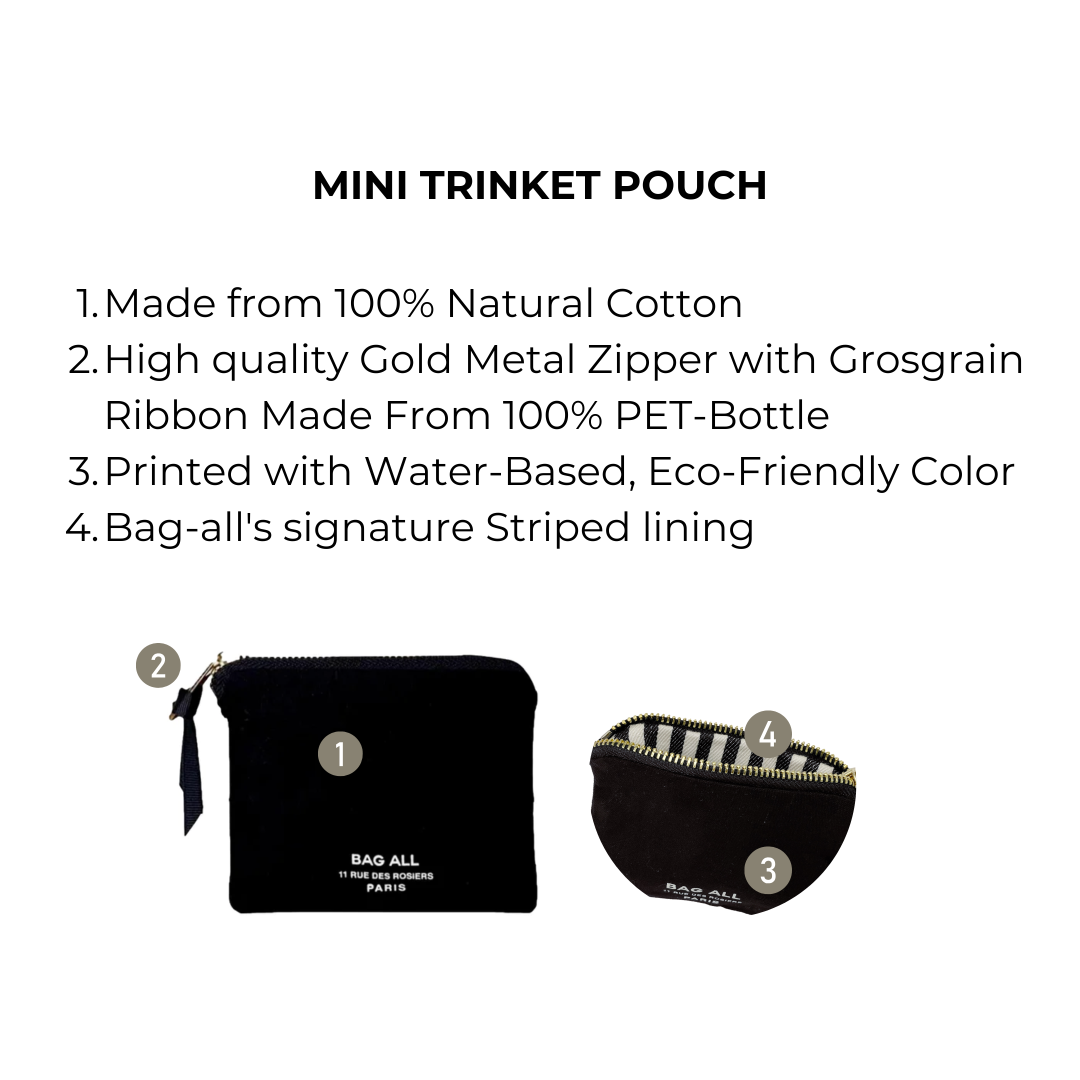 Mini Trinket Pouch, Black | Bag-all