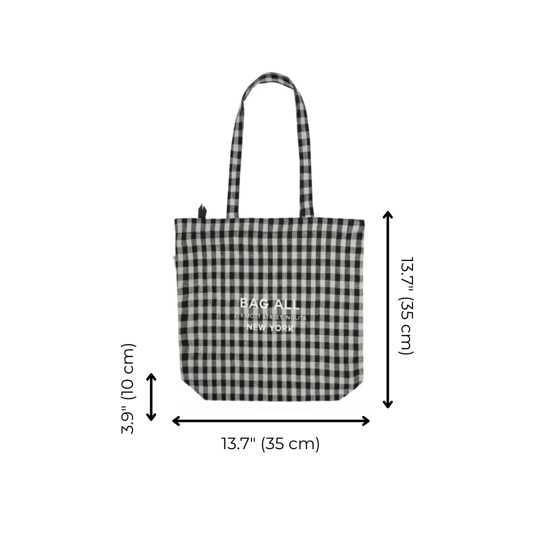 New York City Tote with Zipper and Inside Pocket, Gingham | Bag-all
