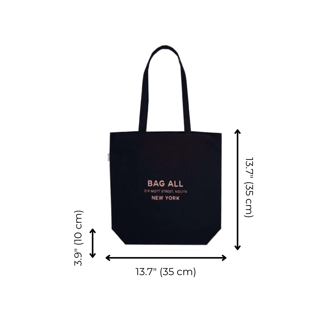 New York City Tote with Zipper and Inside Pocket, Black | Bag-all