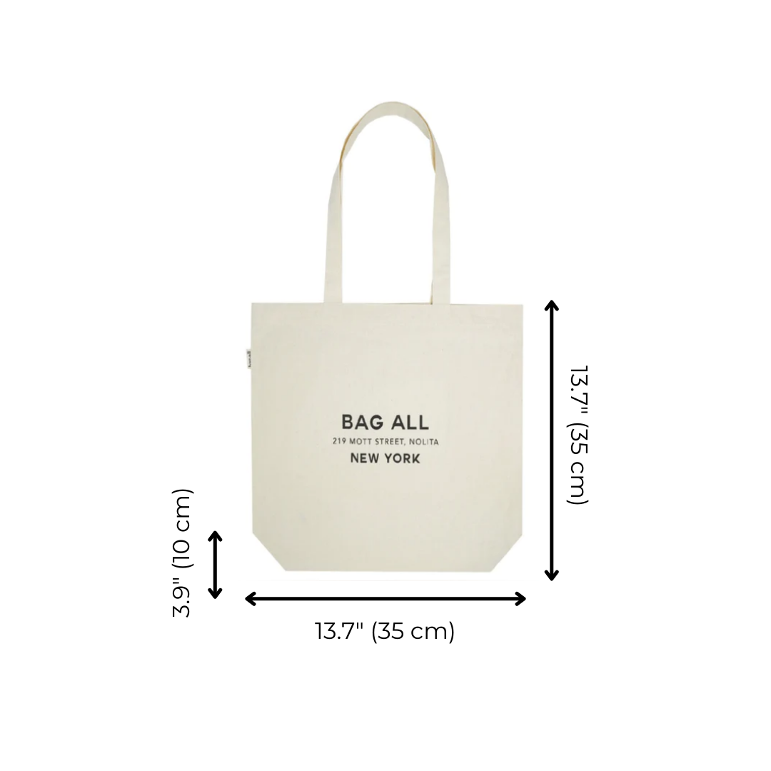 New York City Tote with Zipper and Inside Pocket, Cream | Bag-all
