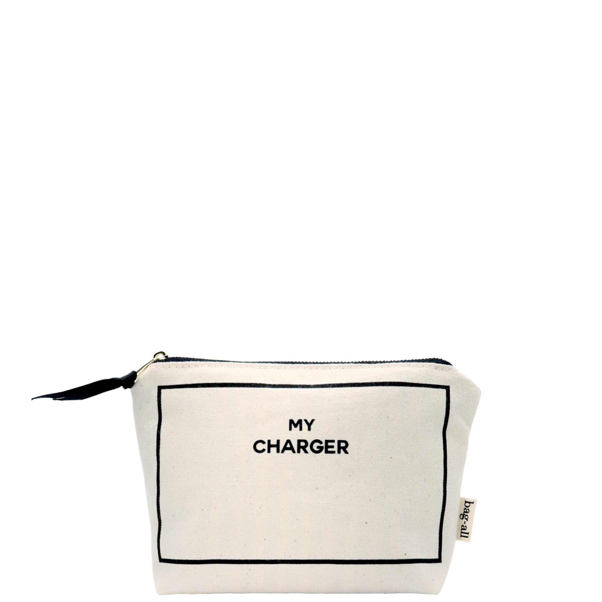 Charger Pouch, My Charger – Cream by Bag-all, a personalized cotton travel pouch for organized charging accessory storage and stylish travel convenience.