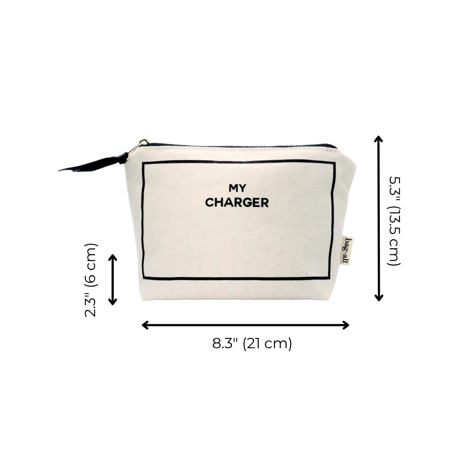 Charger Pouch, My Charger – Cream by Bag-all, a personalized cotton travel organizer pouch for neat charging accessory storage and stylish packing.