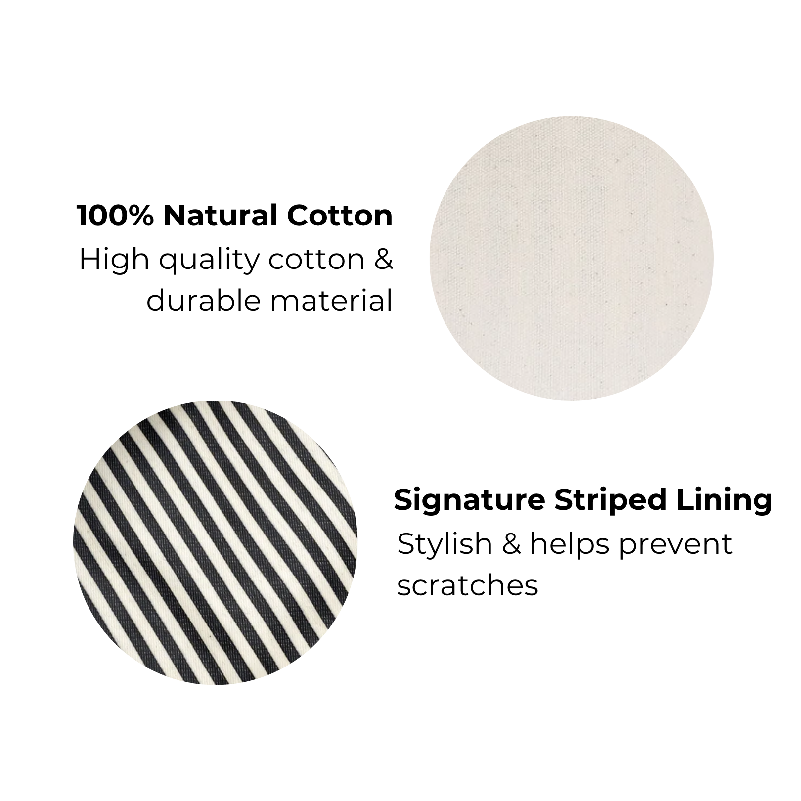 Charger Pouch, My Charger – Cream with durable natural cotton exterior and stylish striped interior lining for organized travel by Bag-all.