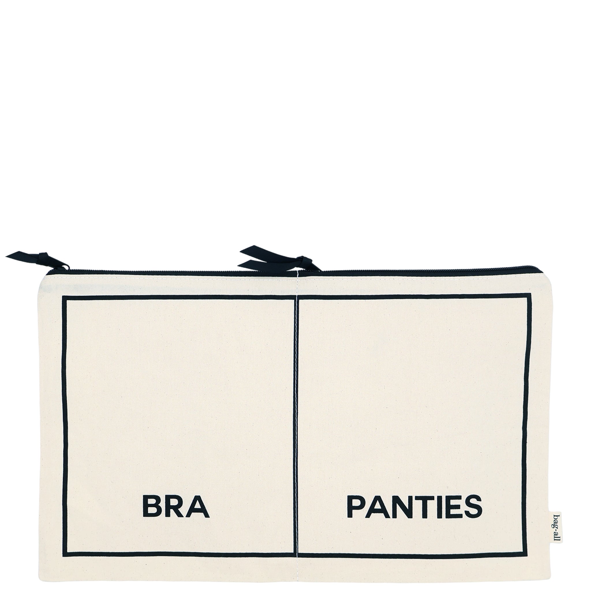 Bag-all Double Underwear Organizer in cream with divided compartments for bras and panties, made from natural cotton