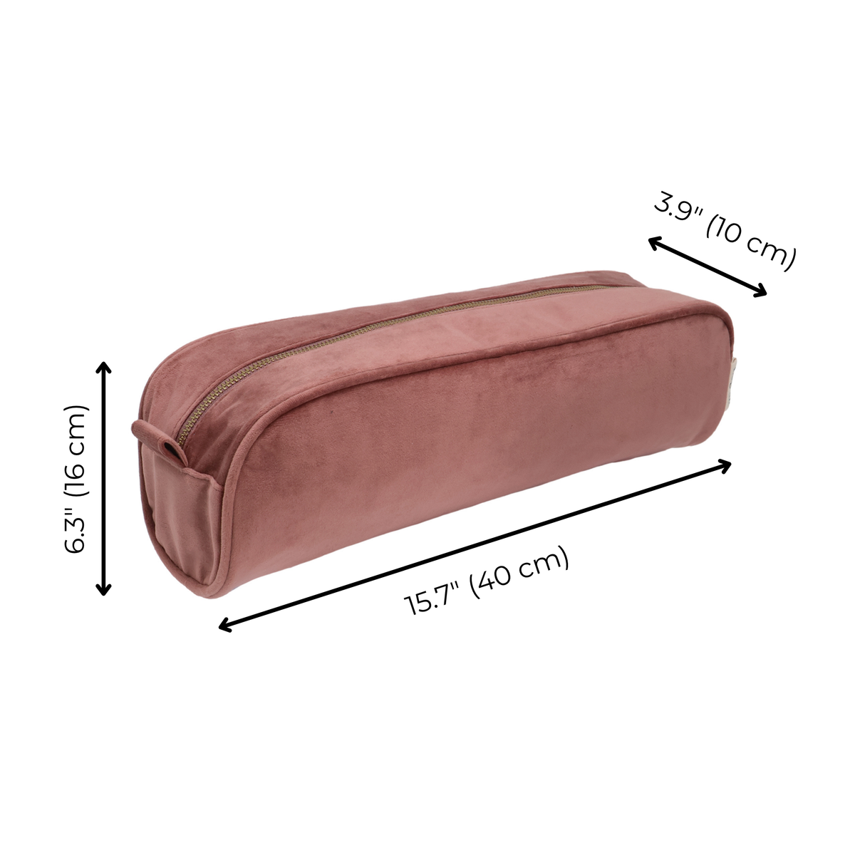 Roomy Hair Wrap Tools Travel Case – Velvet – Blush Pink measurement diagram Bag-all 15.7 x 3.9 x 6.3 inches