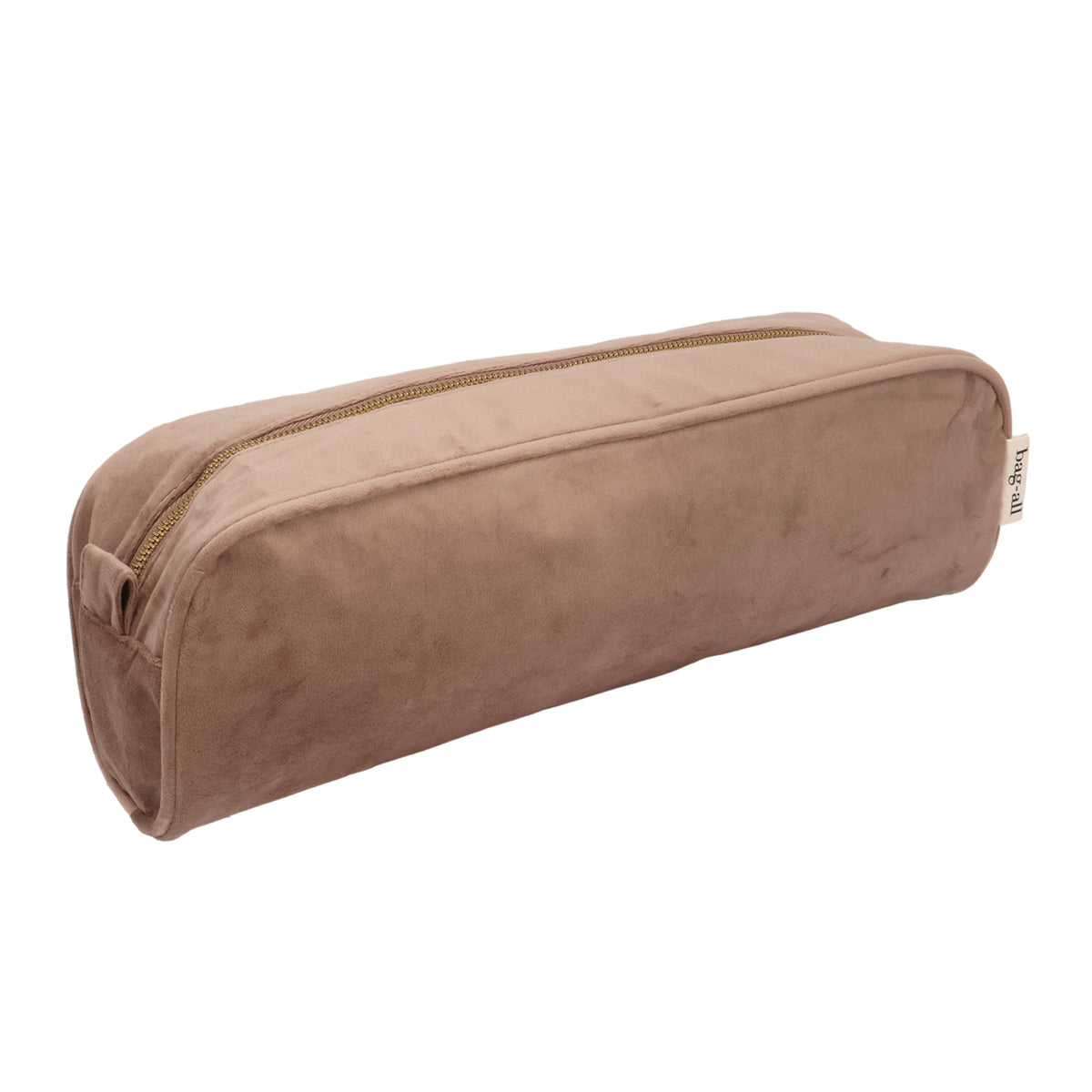 Roomy Hair Wrap Tools Travel Case – Eco Velvet – Latte Taupe, Bag-all travel organization case in taupe velvet