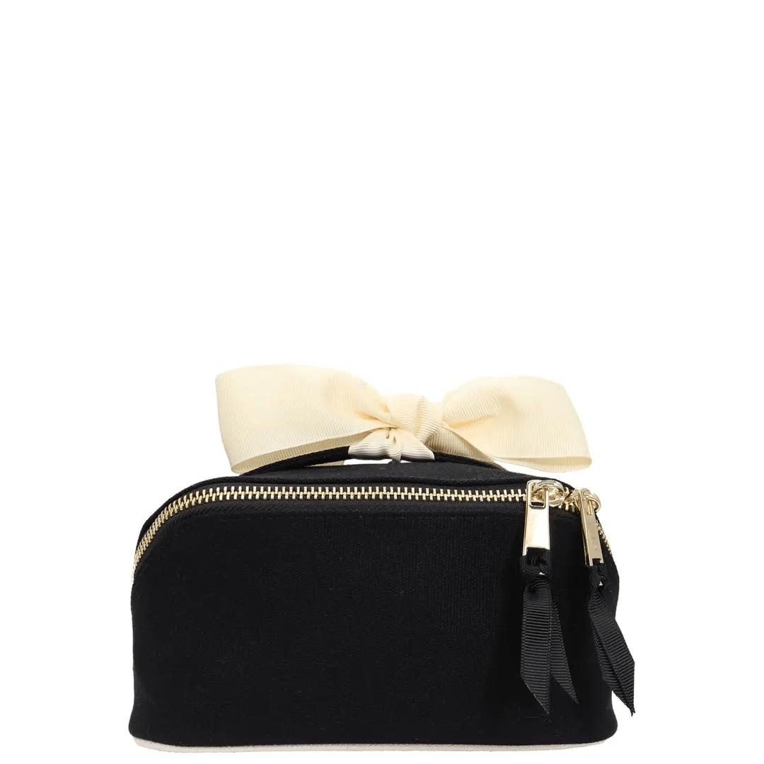 Petite Accordion Makeup Case – Black by Bag-all, a Paris-designed personalized cotton bag for stylish travel organization and compact packing solutions.
