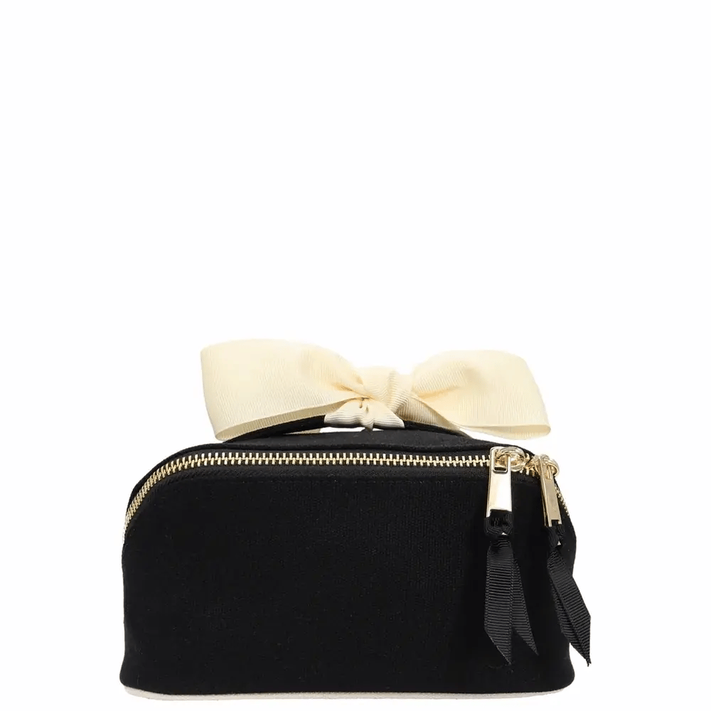 Petite Accordion Makeup Case – Black by Bag-all with bow detail for travel organization