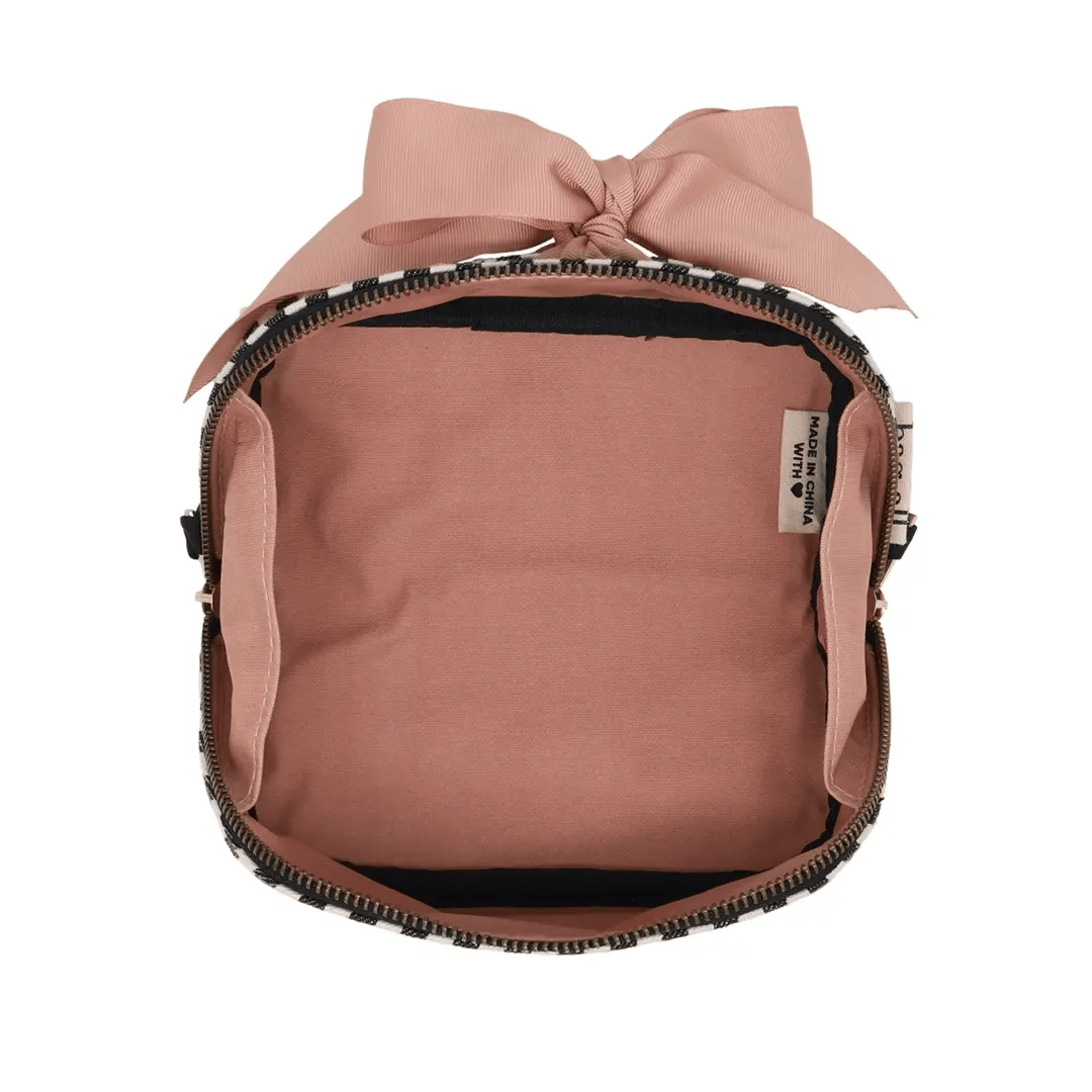 Bag-all Petite Accordion Makeup Case – Striped open pink makeup case for travel organization
