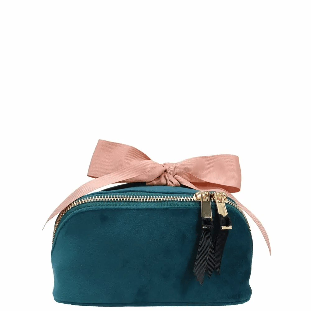 Petite Accordion Makeup Case – Velvet – Aqua Teal by Bag-all for travel organization and gifts for frequent travelers