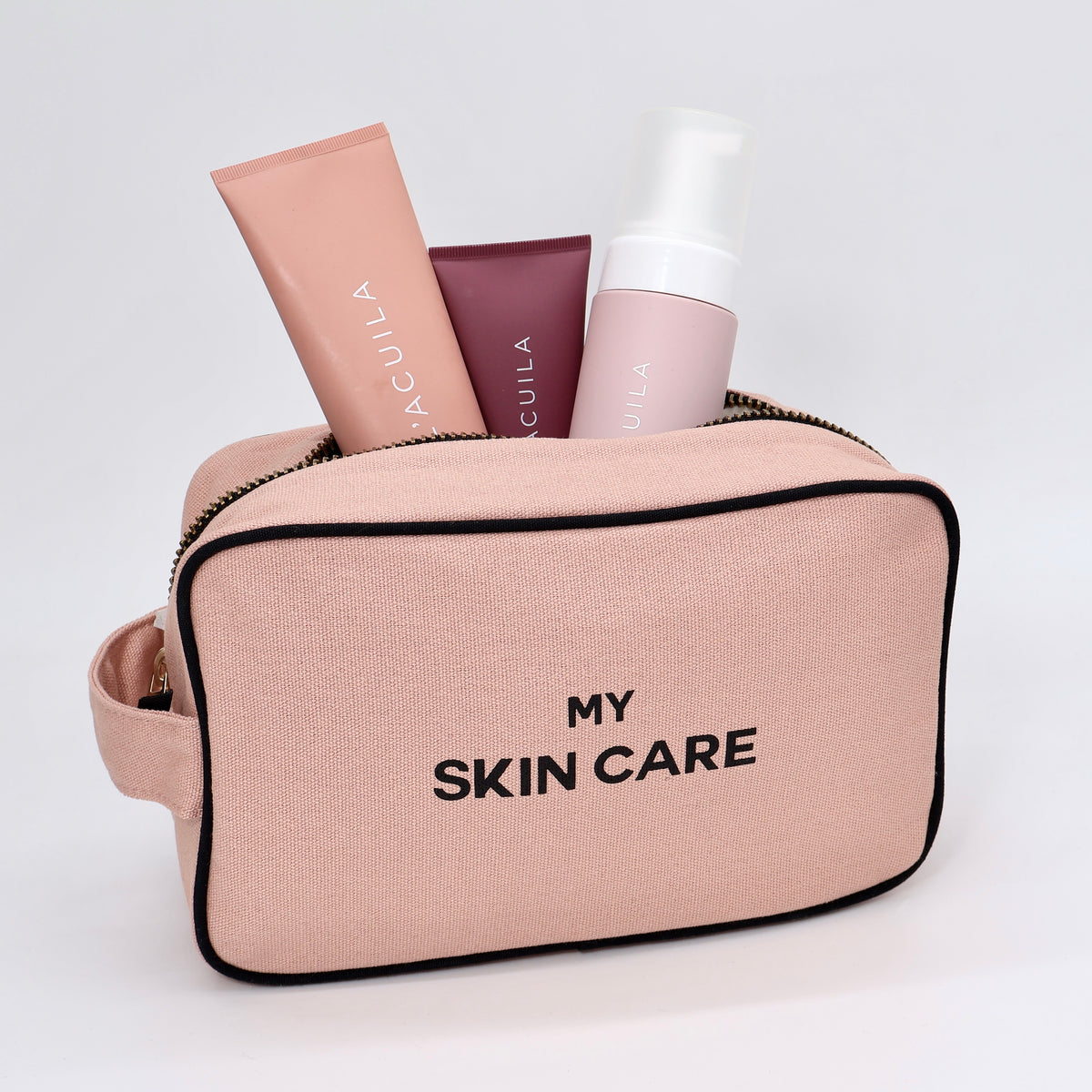 My Skin Care - Organizing Pouch w Black Piping – Pink/Blush by Bag-all for travel organization
