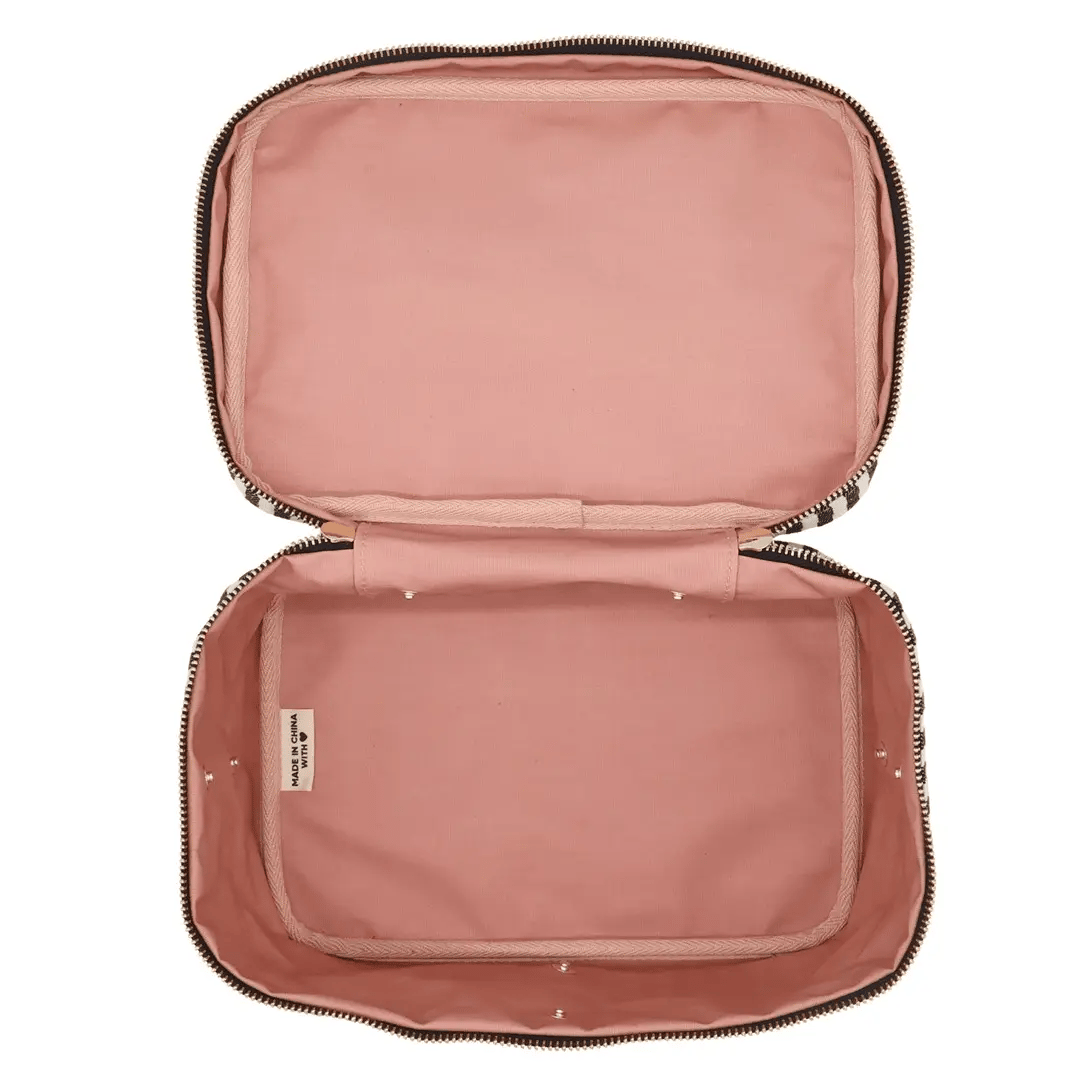 Medium Box Makeup & Toiletry with Insert Organizer – Striped featuring personalized cotton travel storage by Bag-all for stylish and practical organization.