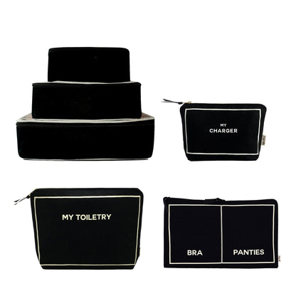 Set de embalaje esencial para el fin de semana, paquete de 4, negro