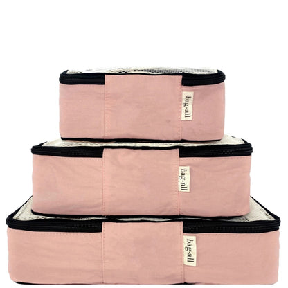 Cotton Packing Cubes, Monogrammed, 3-pack Pink/Blush