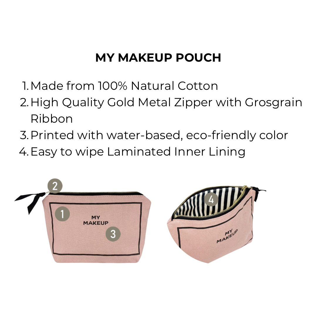 Carry On Essentials Deal Gift Set, 3-Pack Passport, Liquid & Makeup Organizer, Pink/Blush with Bag-all’s natural cotton makeup pouch featuring eco-friendly print and wipe-clean lining.