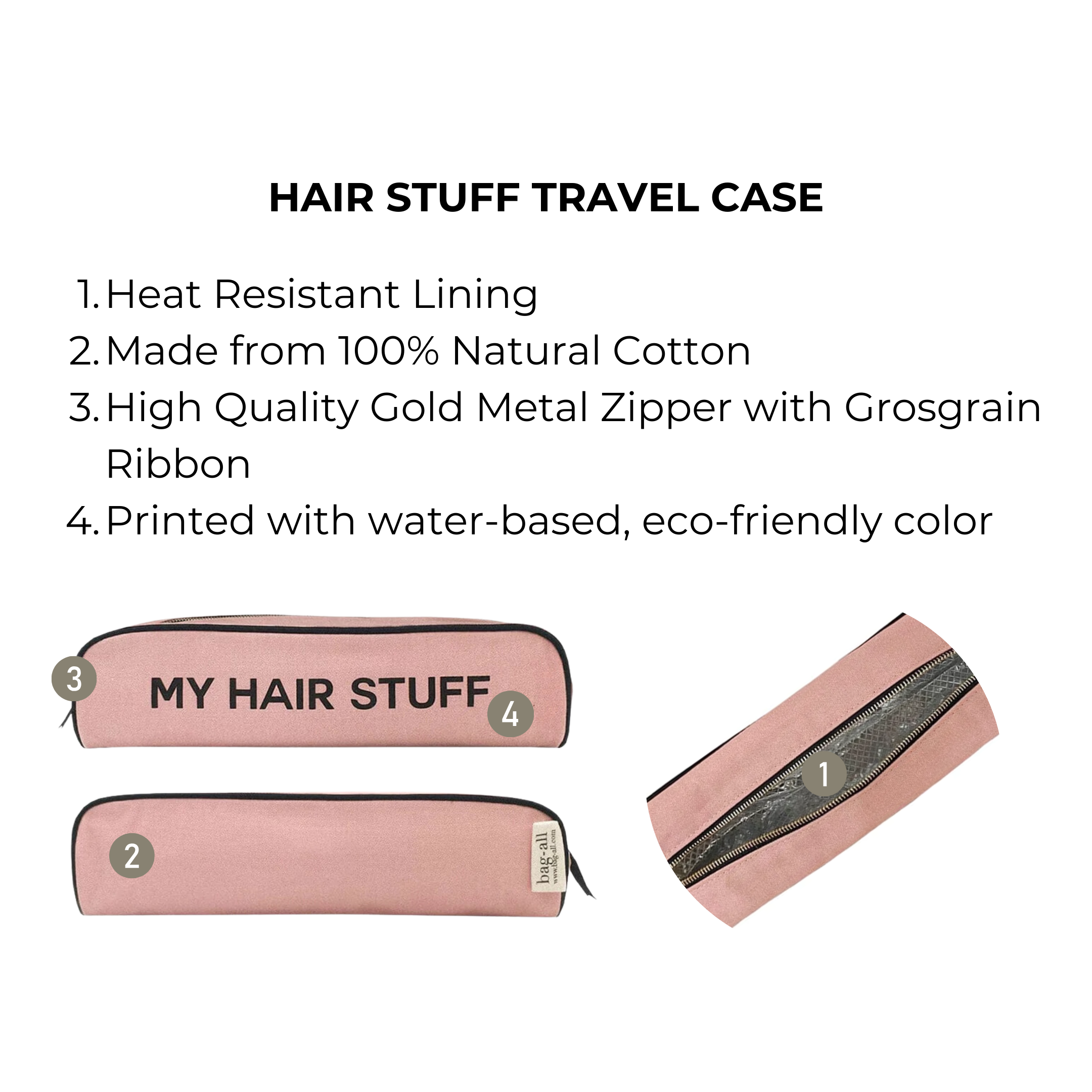 Hair Stuff Travel Case, Pink/Blush | Bag-all