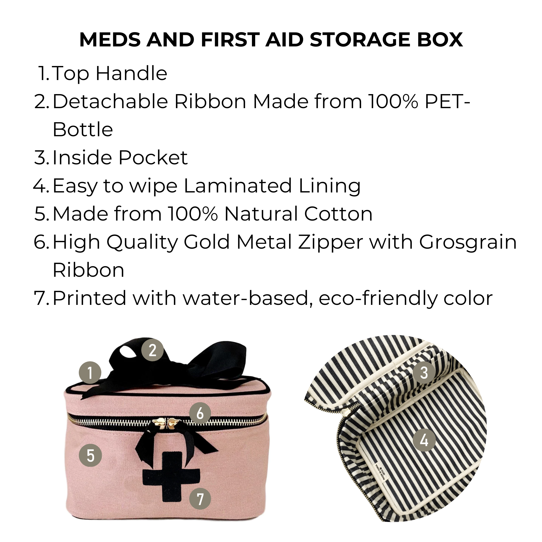Meds and First Aid Storage Box, Pink/Blush | Bag-all
