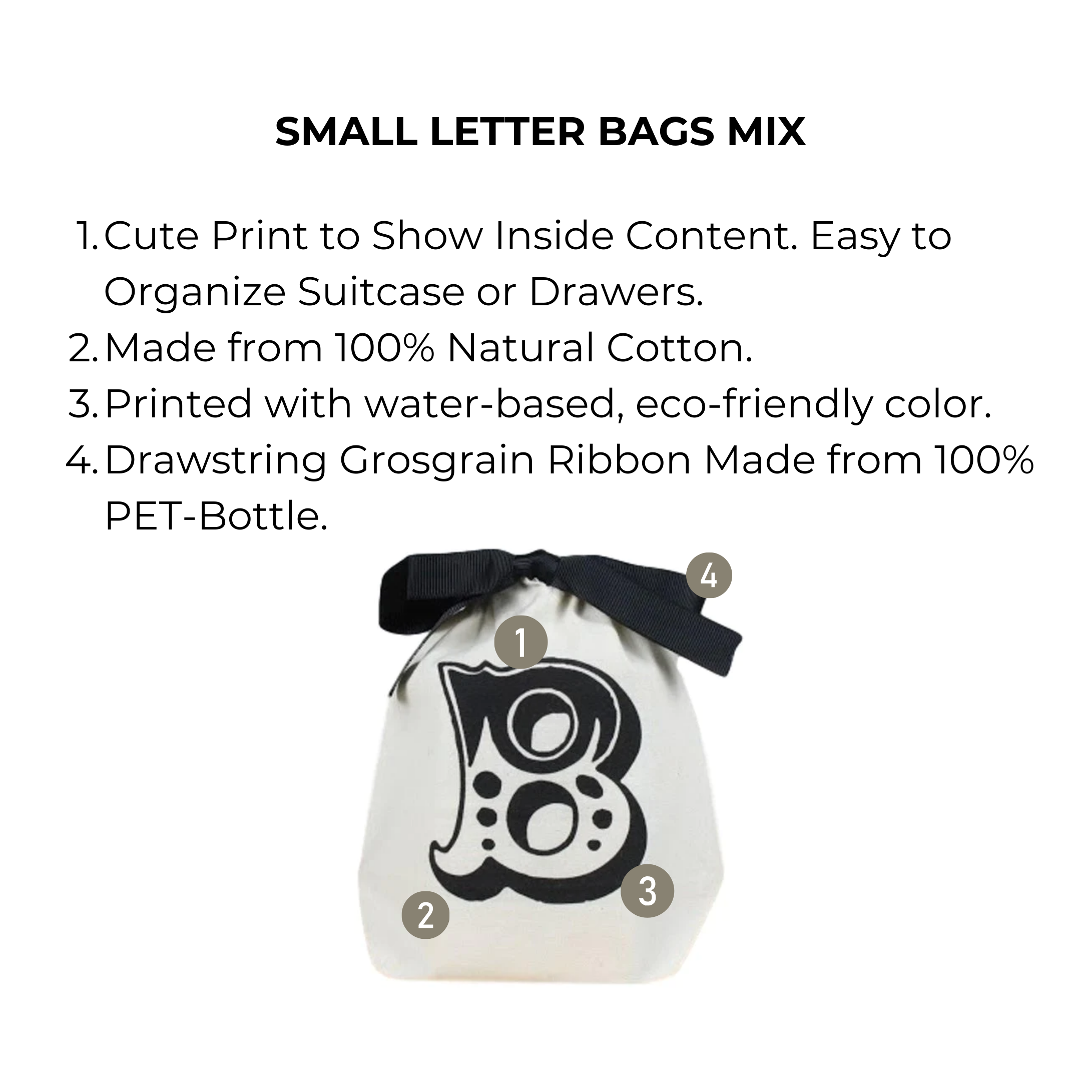 Small Letter Bags Mix, Cream | Bag-all
