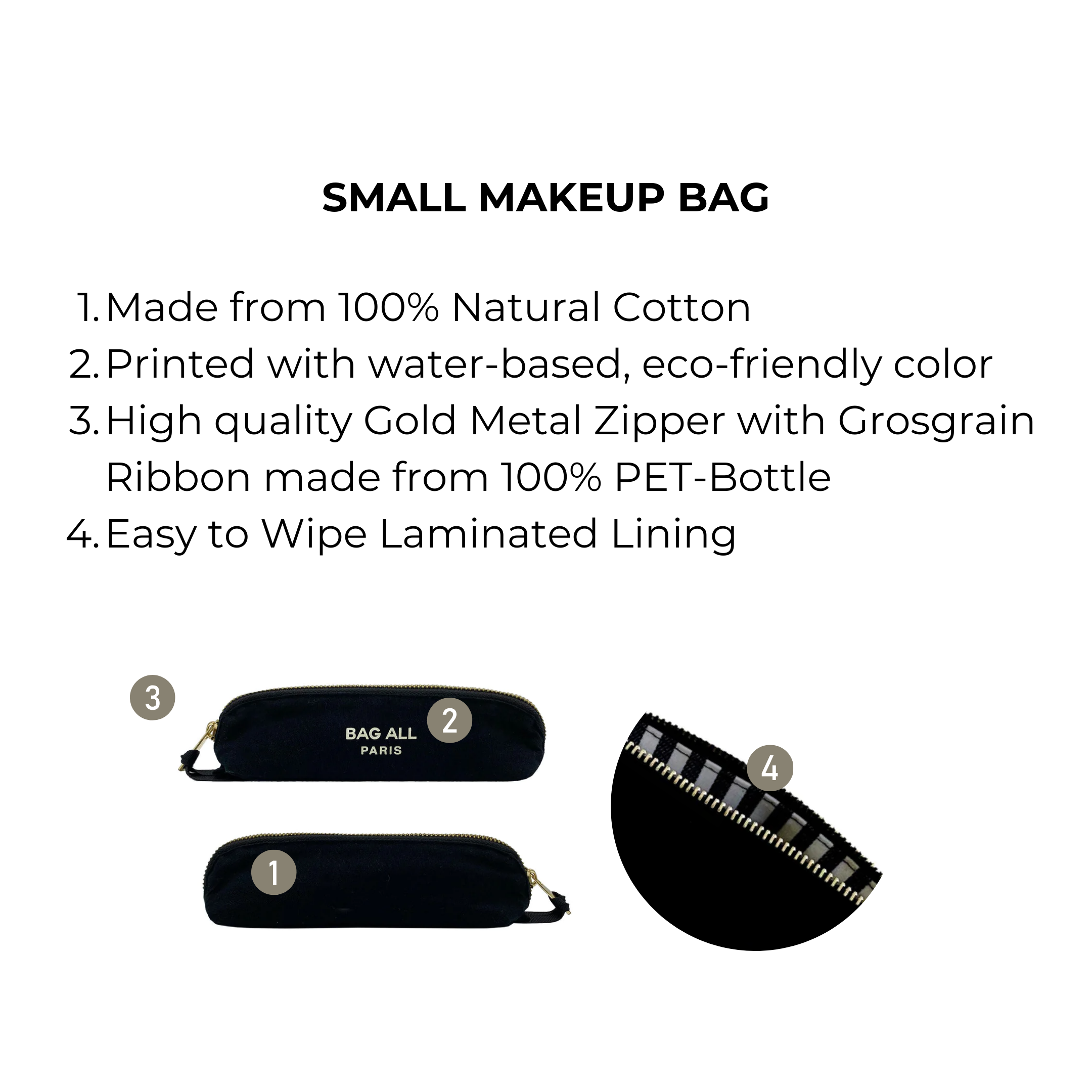 Small Makeup Bag, Black | Bag-all