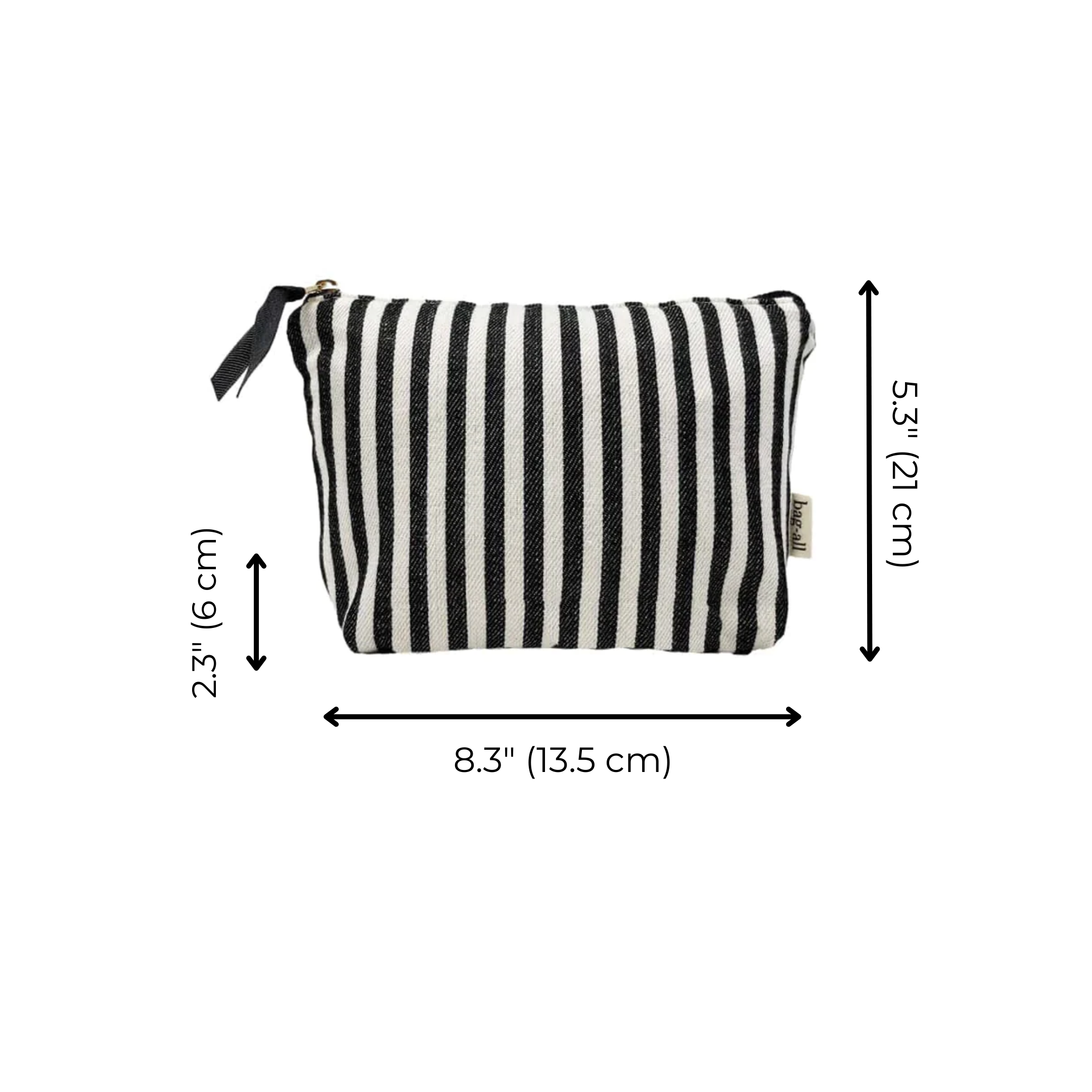 Striped Makeup Pouch, Coated Pink Lining | Bag-all