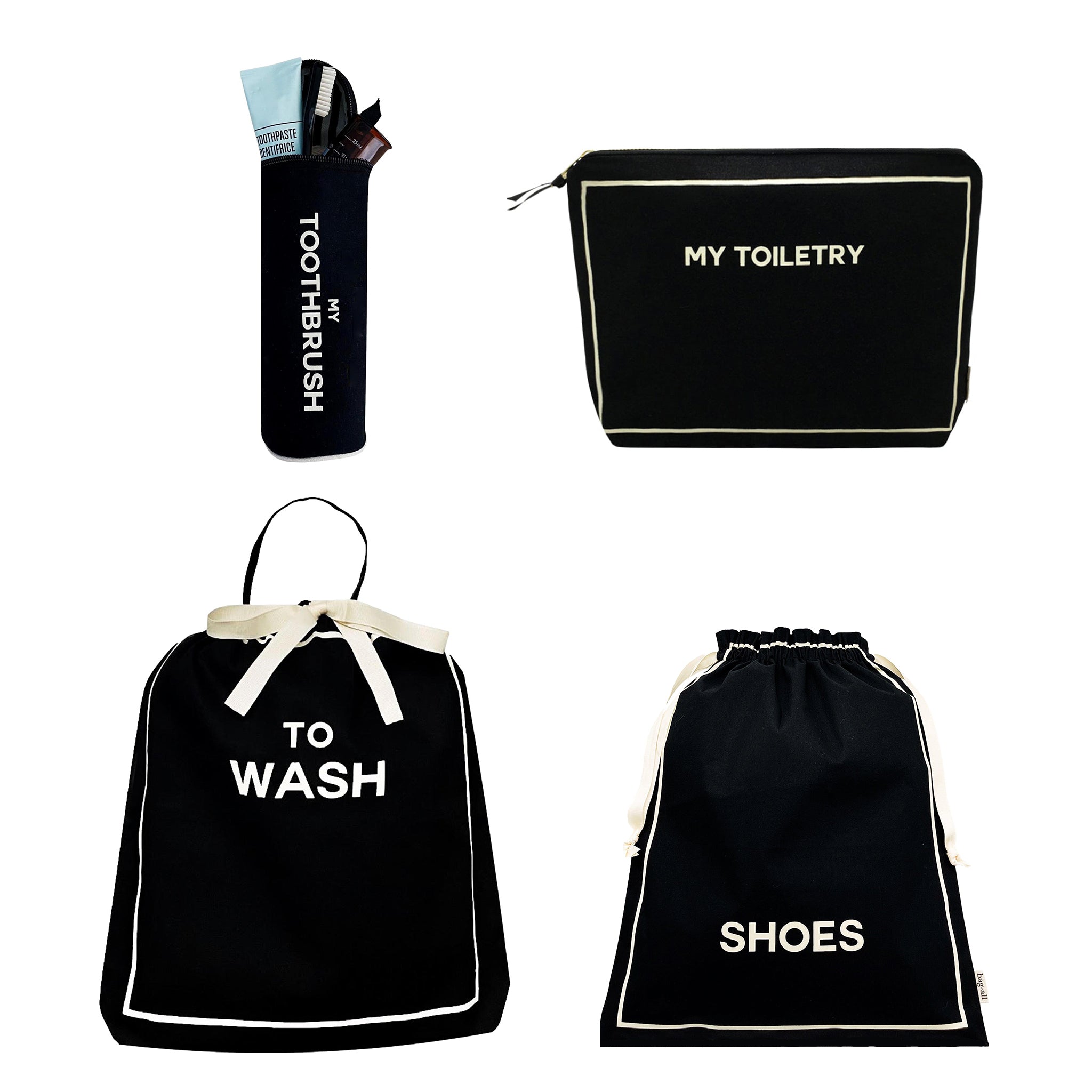 Toiletry Travel Gift Set Deal 4-Pack, Black - Bag-all