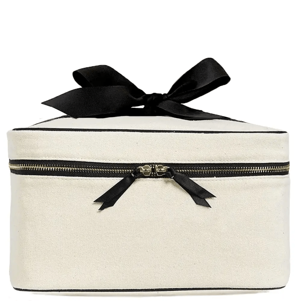 Large Beauty Box with Insert Organizer 'Vanity' – Cream in personalized cotton by Bag-all, perfect for stylish travel organization and gifting.