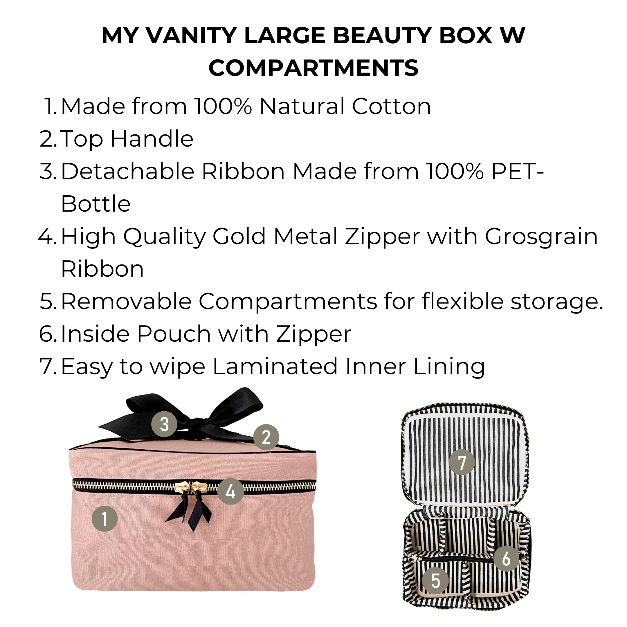 Large Beauty Box with Insert Organizer 'Vanity' – Pink/Blush