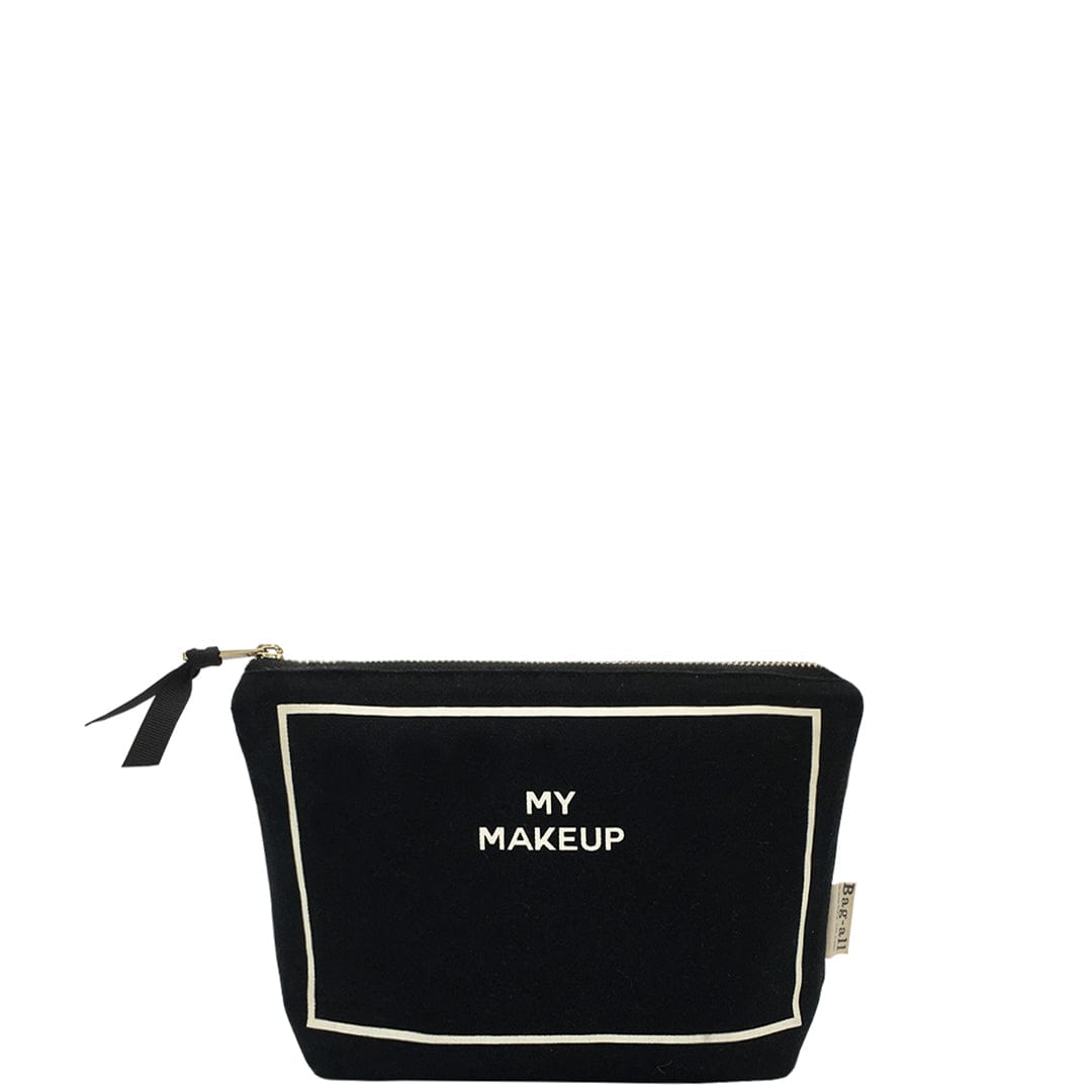 Bag-all Best Deal Gift Set featuring black cotton My Makeup Pouch with white trim, part of 4-pack travel and home organizer collection with striped lining