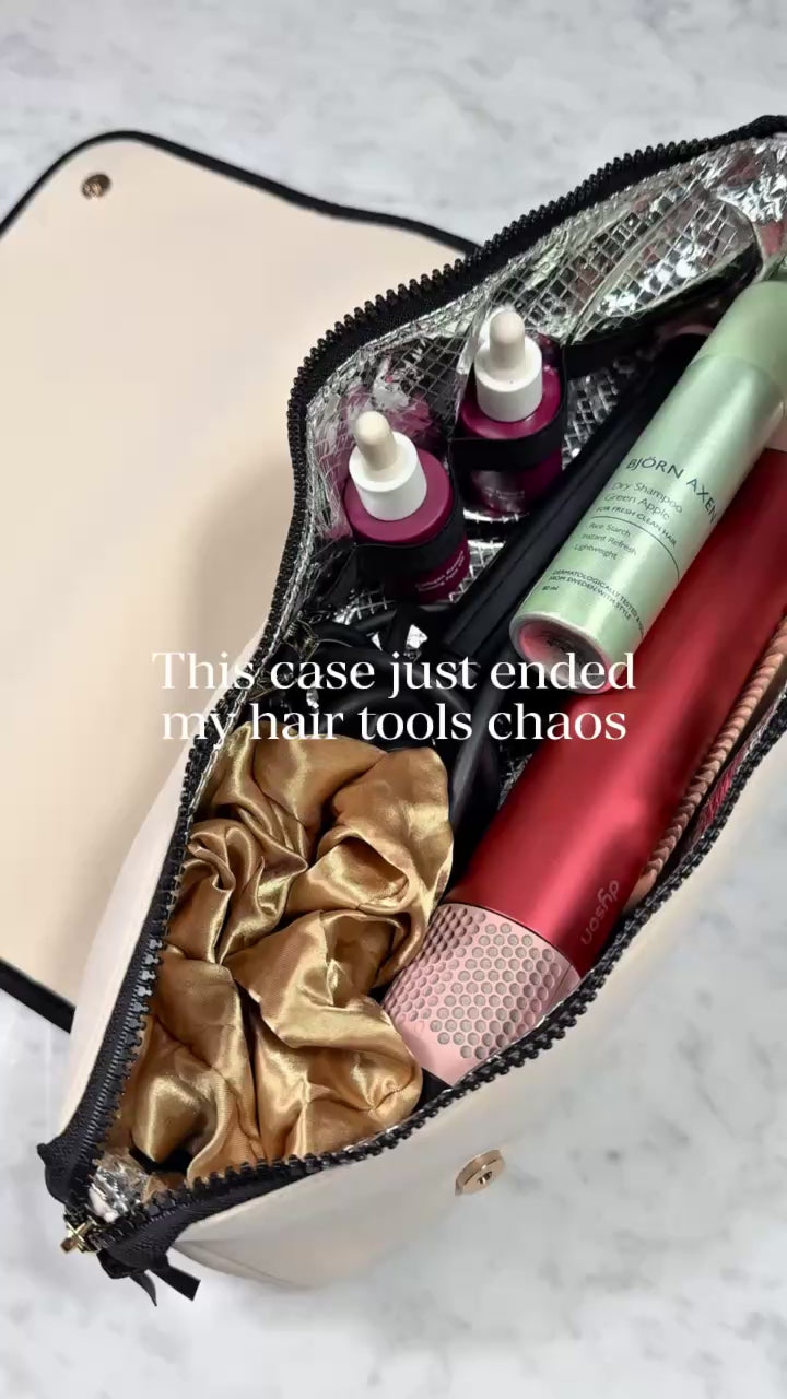 Hair Tools Travel Case w Heat-Resistant Mat, Cream – Personalized
