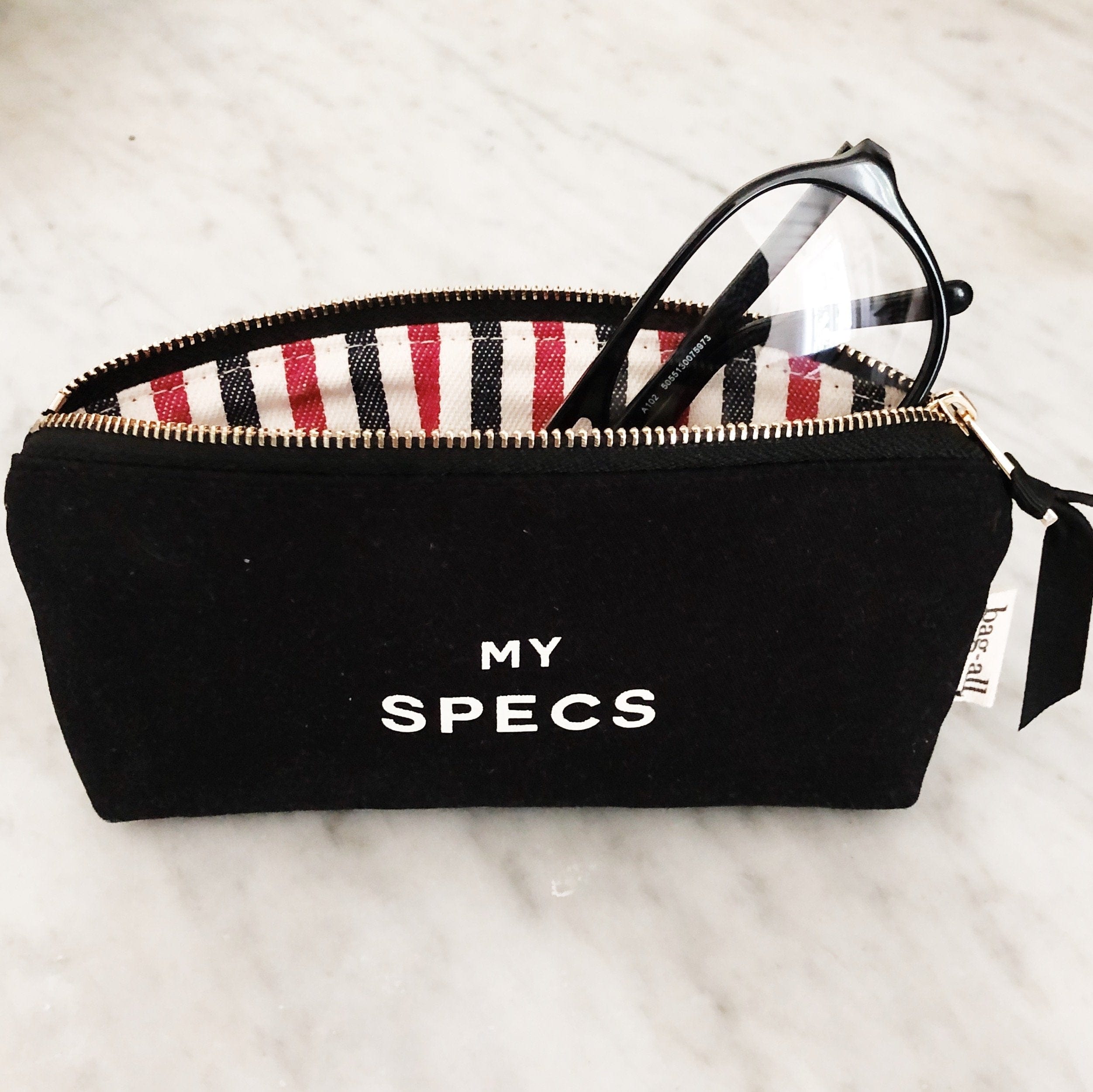 Specs Black Glasses Case, open, lining, glasses in case