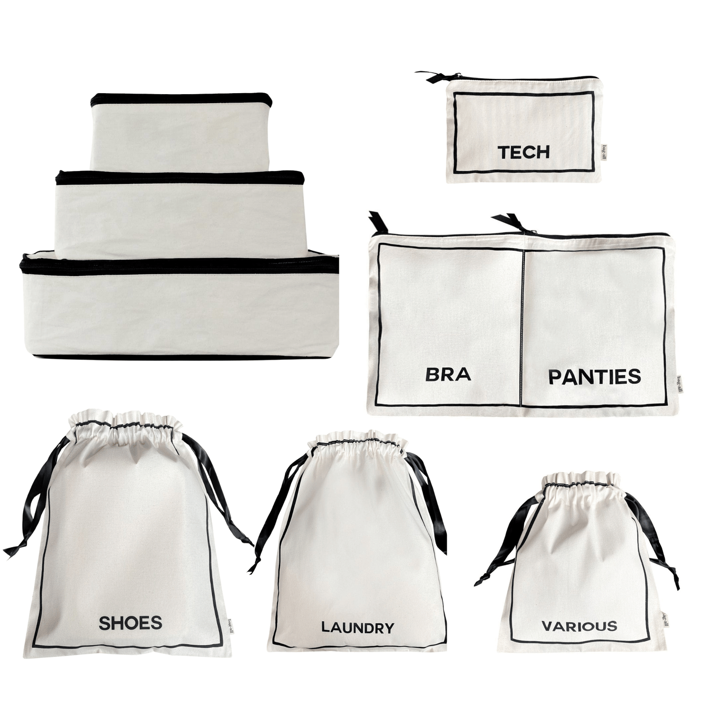 
                                      
                                        Packing Organizers and Travel Set in High Quality Cotton, 8-pack Natural - Bag-all
                                      
                                    