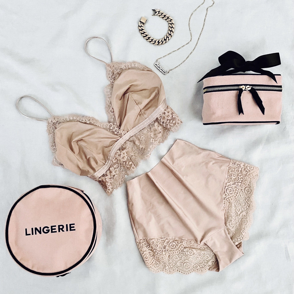 Polkadot Lingerie Travel Bag, Pink/Blush