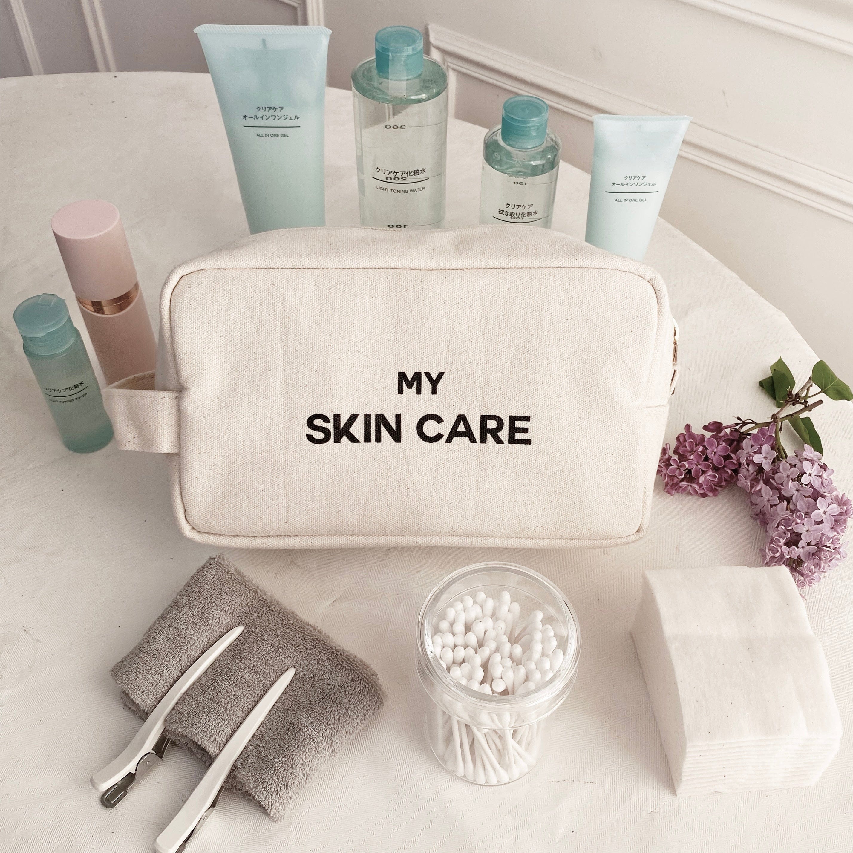 My Skin Care - Organizing Pouch, Coated Lining, Personalize, Natural - Bag-all